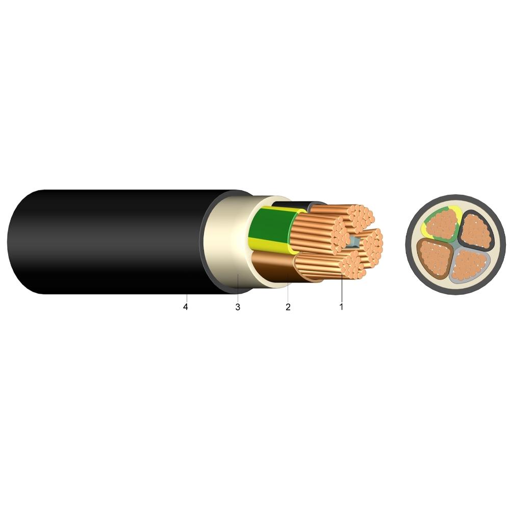 PVC-isolierte Starkstromkabel 0,6/1kV ein- und mehradrig EYY 5X25 RM SW Eca